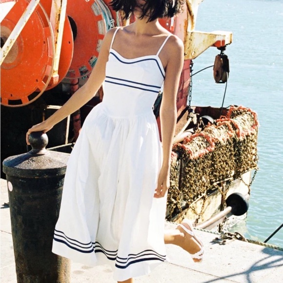 Ciao Lucia White and Blue Spaghetti Strap Sundress